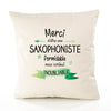 Housse de Coussin Premium Merci Saxophoniste Inoubliable Femme - Coton Canvas Fairtrade Beige Idée Cadeau Décoration Canapé