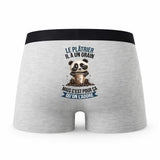 Caleçon Le Platrier Panda Grain - Humour Boxer Gris Idée Cadeau