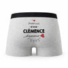 Caleçon Clemence d'amour - Humour Boxer Gris Idée Cadeau