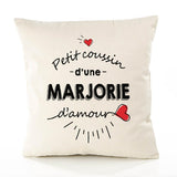 Housse de Coussin Premium Marjorie d'amour - Coton Canvas Fairtrade Beige Idée Cadeau Décoration Canapé 40x40