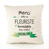 Housse de Coussin Premium Merci Fleuriste Inoubliable - Coton Canvas Fairtrade Beige Idée Cadeau Décoration Canapé