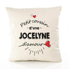 Housse de Coussin Premium Jocelyne d'amour - Coton Canvas Fairtrade Beige Idée Cadeau Décoration Canapé 40x40