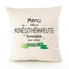 Housse de Coussin Premium Merci Kinésithérapeute Inoubliable - Coton Canvas Fairtrade Beige Idée Cadeau Décoration Canapé