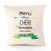 Housse de Coussin Premium Merci Chéri Inoubliable - Coton Canvas Fairtrade Beige Idée Cadeau Décoration Canapé