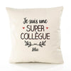 Housse de Coussin Premium Zélie Une Super Collègue - Coton Canvas Fairtrade Beige Idée Cadeau Décoration Canapé