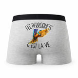Caleçon Perroquet - Humour Boxer Gris Passion Idée Cadeau