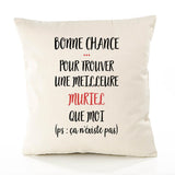 Housse de Coussin Premium Muriel n'existe Pas - Coton Canvas Fairtrade Beige Idée Cadeau Décoration Canapé