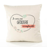 Housse de Coussin Premium Géologue irremplaçable - Coton Canvas Fairtrade Beige Idée Cadeau Décoration Canapé 40x40