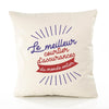 Housse de Coussin Premium Courtier d'assurances' Meilleur Monde - Coton Canvas Fairtrade Beige Idée Cadeau Décoration Canapé