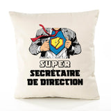 Housse de Coussin Premium Super SECRÉTAIRE DE Direction - Coton Canvas Fairtrade Beige Idée Cadeau Décoration Canapé