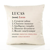 Housse de Coussin Premium Lucas Définition - Coton Canvas Fairtrade Beige Idée Cadeau Décoration Canapé 40x40