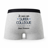 Caleçon Jean - Francois Un Super Collègue - Humour Boxer Gris Idée Cadeau