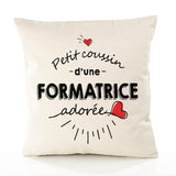 Housse de Coussin Premium Formatrice d'amour - Coton Canvas Fairtrade Beige Idée Cadeau Décoration Canapé 40x40