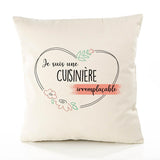 Housse de Coussin Premium Cuisinière irremplaçable - Coton Canvas Fairtrade Beige Idée Cadeau Décoration Canapé