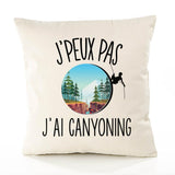 Housse de Coussin Premium Canyoning Version Blanc - Coton Canvas Fairtrade Beige Idée Cadeau Décoration Canapé