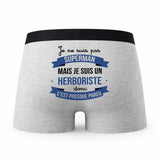 Caleçon Je ne suis Pas Super-héros mais Je suis Herboriste - Humour Boxer Gris Cadeau