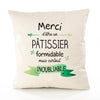 Housse de Coussin Premium Merci Pâtissier Inoubliable - Coton Canvas Fairtrade Beige Idée Cadeau Décoration Canapé