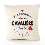 Housse de Coussin Premium Cavaliere d'amour - Coton Canvas Fairtrade Beige Idée Cadeau Décoration Canapé 40x40