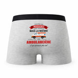 Caleçon Marraine Ambulanciere - Humour Boxer Gris Idée Cadeau Fête des Pères