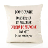 Housse de Coussin Premium Joueur de Pétanque ça n'existe Pas Homme - Coton Canvas Fairtrade Beige Idée Cadeau Décoration Canapé 40x40