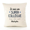Housse de Coussin Premium Mustapha Un Super Collègue - Coton Canvas Fairtrade Beige Idée Cadeau Décoration Canapé