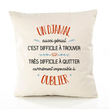 Housse de Coussin Premium Un Djamal Aussi génial - Coton Canvas Fairtrade Beige Idée Cadeau Décoration Canapé