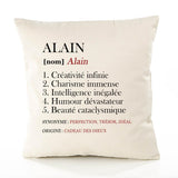Housse de Coussin Premium Alain Définition - Coton Canvas Fairtrade Beige Idée Cadeau Décoration Canapé