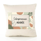 Housse de Coussin Femme Entrepreneuse Adorée Design Graphique déco Salon canapé Chambre Cadeau Femme Anniversaire noël Coussin décoratif Motif Floral