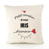 Housse de Coussin Premium Iris d'amour - Coton Canvas Fairtrade Beige Idée Cadeau Décoration Canapé 40x40