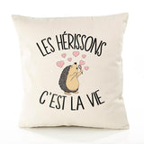 Housse de Coussin Premium hérisson - Coton Canvas Fairtrade Beige Idée Cadeau Décoration Canapé 40x40