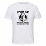 Maillot de Sport Homme Berger Blanc Suisse J'peux Pas - T-Shirt Respirant Polyester Manches Courtes - Cadeau Sportif Anniversaire Noël Fête des Pères