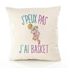 Housse de Coussin Premium Basketball Version Blanc - Coton Canvas Fairtrade Beige Idée Cadeau Décoration Canapé
