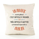 Housse de Coussin Premium Un Aymeric Aussi génial - Coton Canvas Fairtrade Beige Idée Cadeau Décoration Canapé