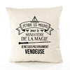 Housse de Coussin Premium vendeuse Grand cru - Coton Canvas Fairtrade Beige Idée Cadeau Décoration Canapé
