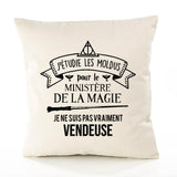 Housse de Coussin Premium vendeuse Grand cru - Coton Canvas Fairtrade Beige Idée Cadeau Décoration Canapé