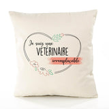 Housse de Coussin Premium Vétérinaire irremplaçable - Coton Canvas Fairtrade Beige Idée Cadeau Décoration Canapé