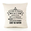 Housse de Coussin Premium Chef de Rayon Ministère Magie Homme - Coton Canvas Fairtrade Beige Idée Cadeau Décoration Canapé