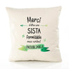 Housse de Coussin Premium Merci Sista Inoubliable Femme - Coton Canvas Fairtrade Beige Idée Cadeau Décoration Canapé