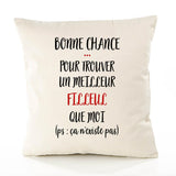 Housse de Coussin Premium Filleul ça n'existe Pas Homme - Coton Canvas Fairtrade Beige Idée Cadeau Décoration Canapé