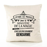Housse de Coussin Premium Gendarme Ministère Magie Homme - Coton Canvas Fairtrade Beige Idée Cadeau Décoration Canapé