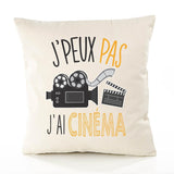 Housse de Coussin Premium cinéma Version Blanc - Coton Canvas Fairtrade Beige Idée Cadeau Décoration Canapé
