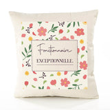 Housse de Coussin Femme Fonctionnaire exceptionnelle Motif Floral déco Salon canapé Chambre Cadeau Femme Anniversaire noël Coussin décoratif Motif Floral
