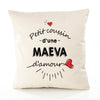 Housse de Coussin Premium Maeva d'amour - Coton Canvas Fairtrade Beige Idée Cadeau Décoration Canapé 40x40