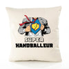 Housse de Coussin Premium Super HANDBALLEUR - Coton Canvas Fairtrade Beige Idée Cadeau Décoration Canapé