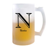 Verre à Bière Nicolas Lettre Chic | Chope de Bière Pinte | Idée Cadeau Prénom Anniversaire Papa Collègue Départ Retraite Noël
