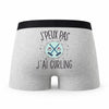 Caleçon Curling - Humour Boxer Gris Idée Cadeau Passion