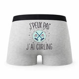 Caleçon Curling - Humour Boxer Gris Idée Cadeau Passion