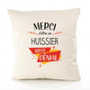 Housse de Coussin Premium Merci Huissier Génial - Coton Canvas Fairtrade Beige Idée Cadeau Décoration Canapé