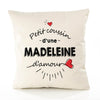 Housse de Coussin Premium Madeleine d'amour - Coton Canvas Fairtrade Beige Idée Cadeau Décoration Canapé 40x40