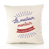 Housse de Coussin Premium monteur Meilleur Monde - Coton Canvas Fairtrade Beige Idée Cadeau Décoration Canapé